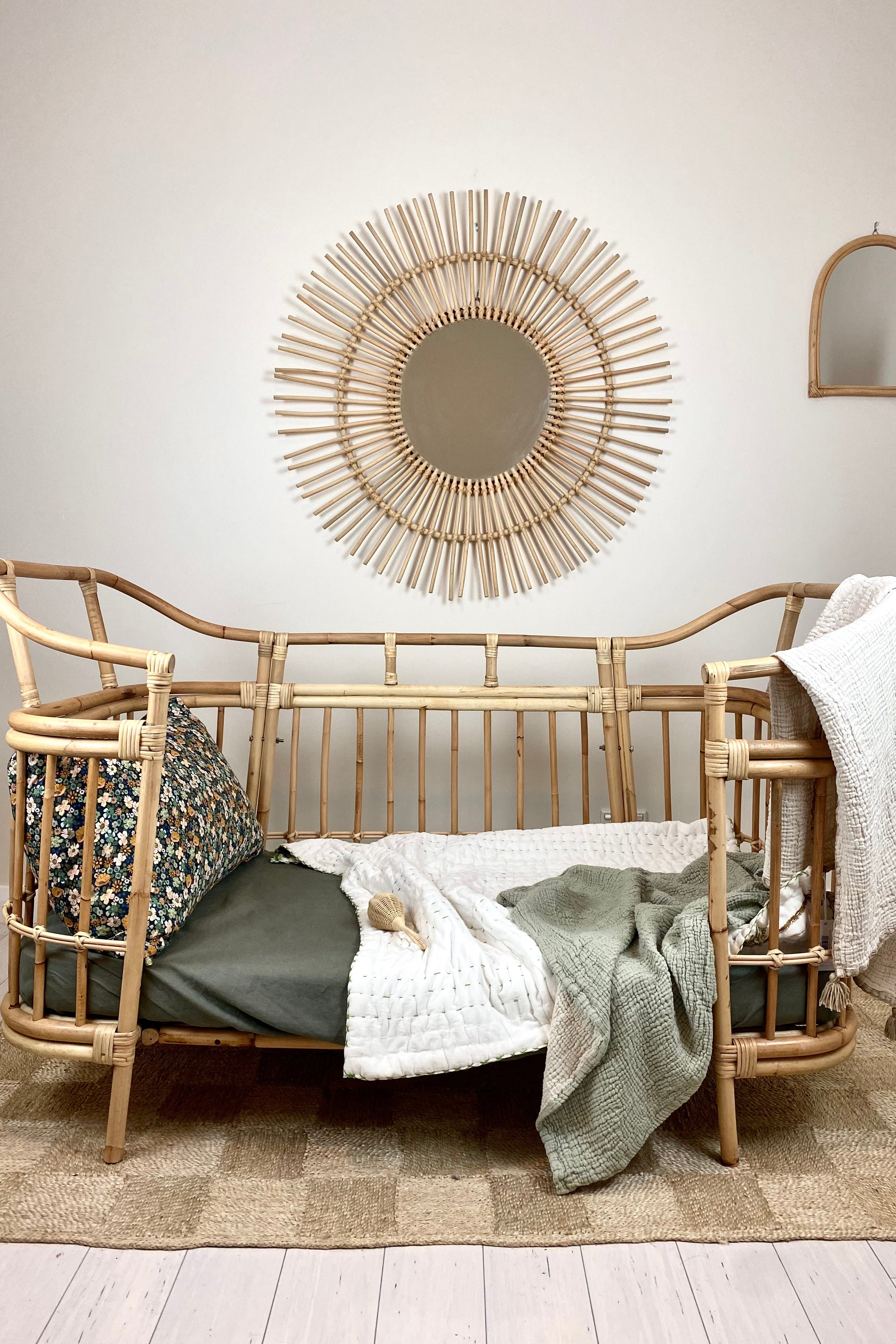 Isola French Flax Linen Fitted Cot Sheet | Olive - MY ISLAND COLLECTIVE