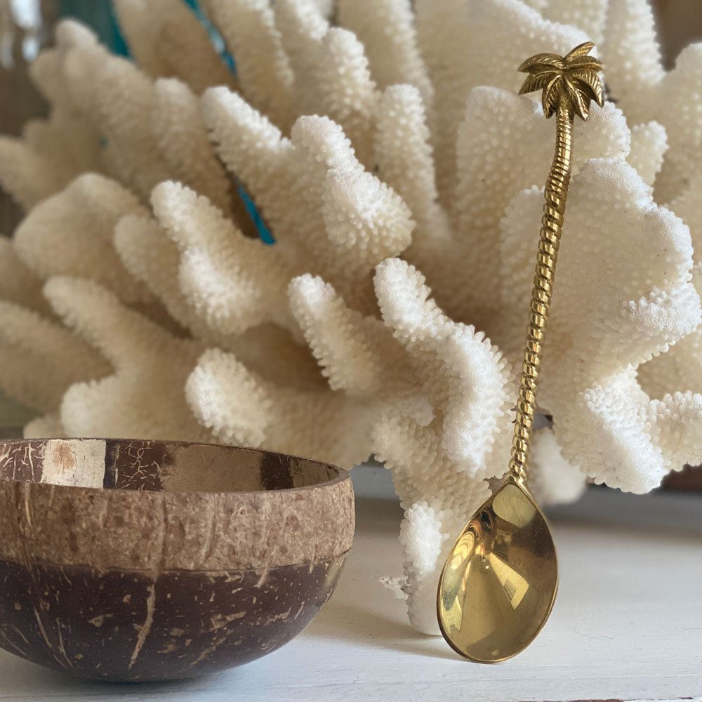 Large Gold Brass Palm Tree | Large Dessert Spoon - MY ISLAND COLLECTIVE