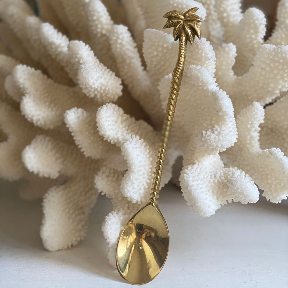 Large Gold Brass Palm Tree | Large Dessert Spoon - MY ISLAND COLLECTIVE