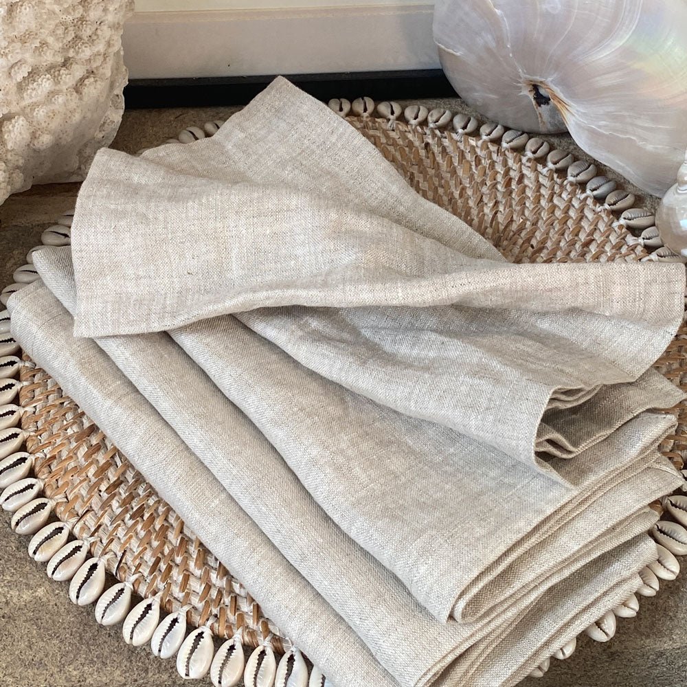 Linen napkins french flax | Natural (set of 4) - MY ISLAND COLLECTIVE