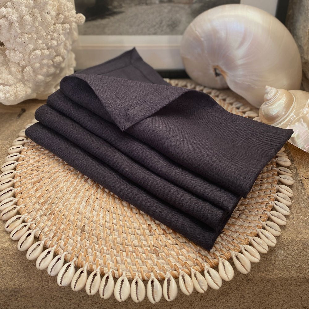 Linen napkins french flax | Navy blue (set of 4) - MY ISLAND COLLECTIVE