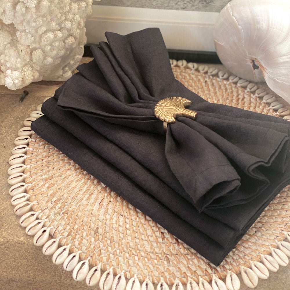 Linen napkins french flax | Navy blue (set of 4) - MY ISLAND COLLECTIVE