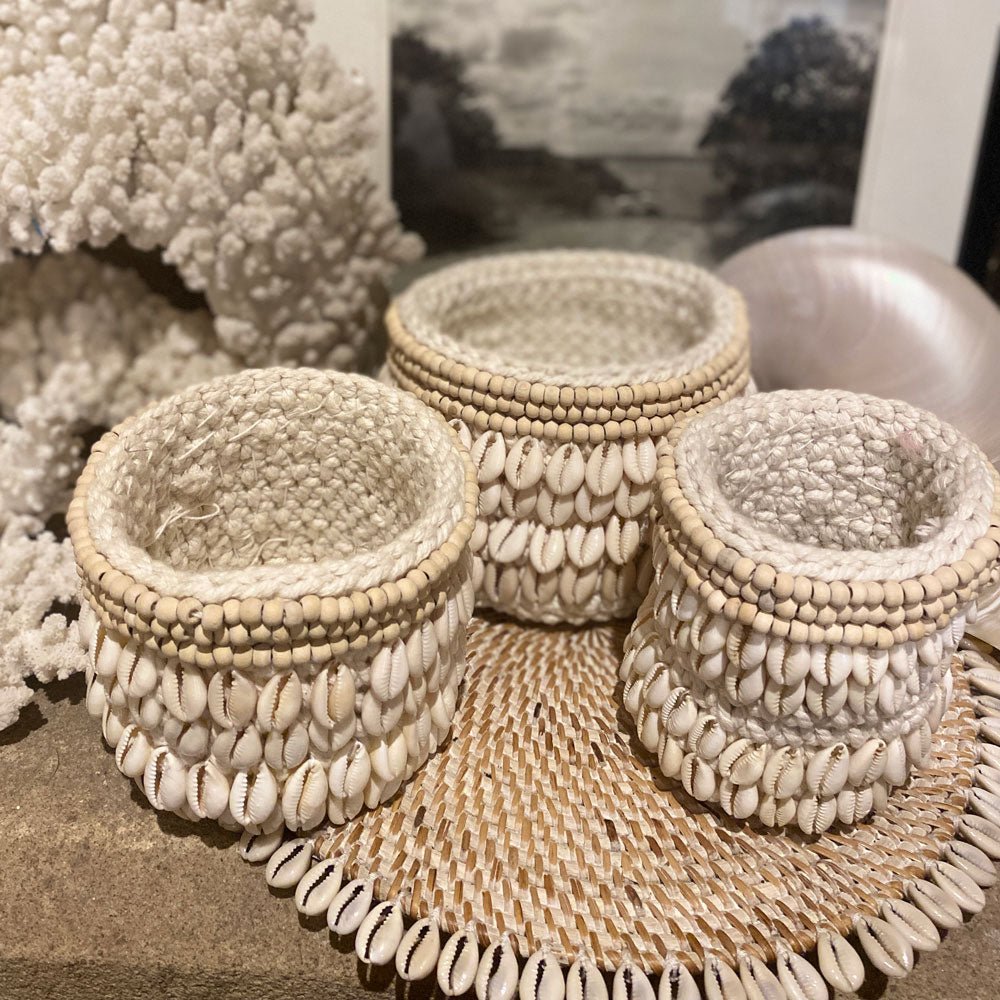 Macrame + Cowrie Shell Baskets - MY ISLAND COLLECTIVE