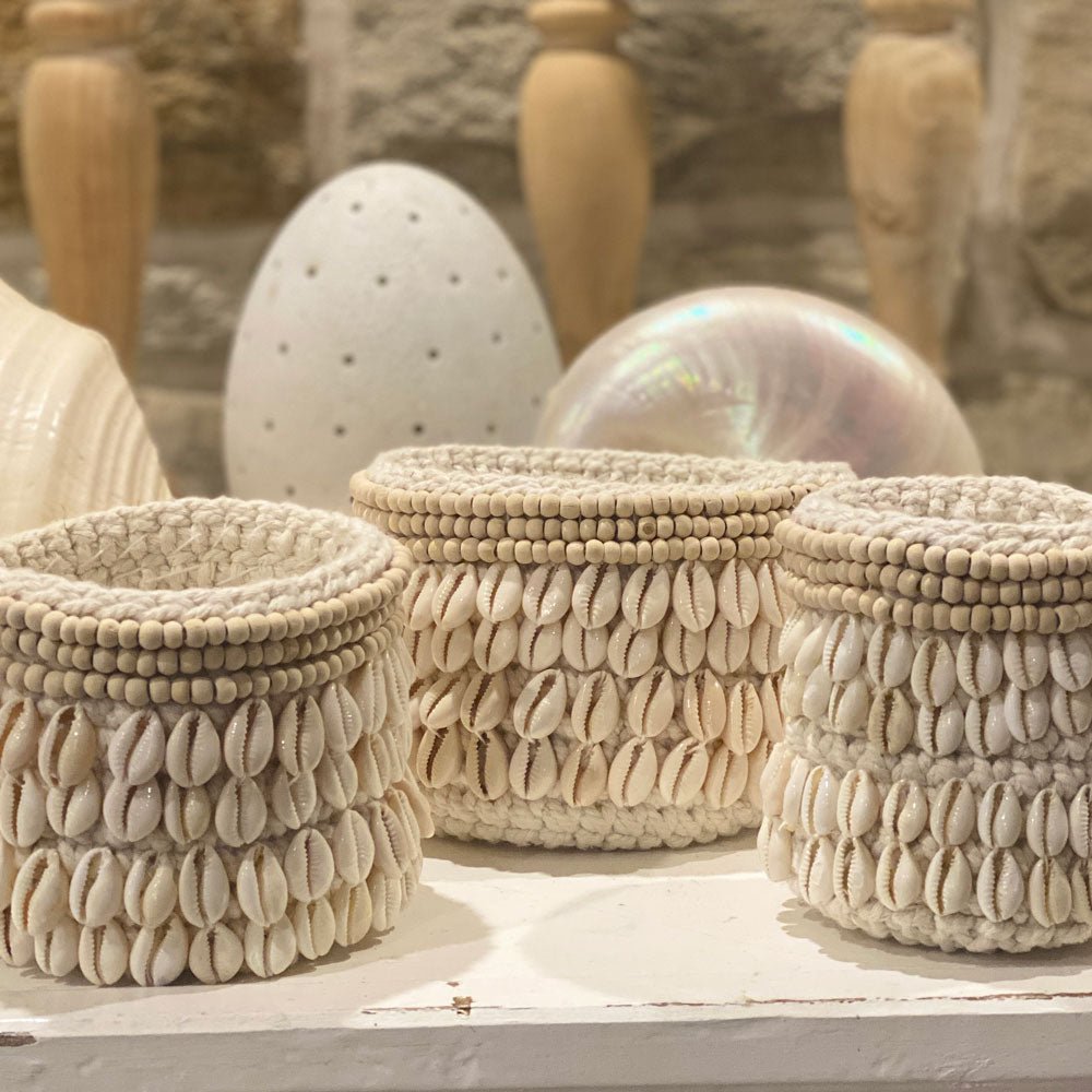 Macrame + Cowrie Shell Baskets - MY ISLAND COLLECTIVE