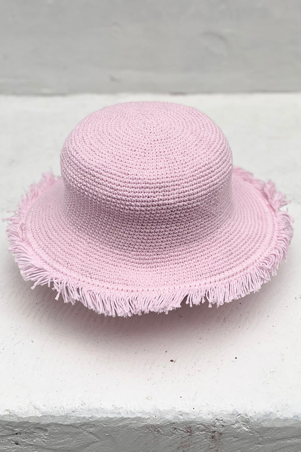 Madagascar Cotton Crochet Sun Hat - Peony Pink