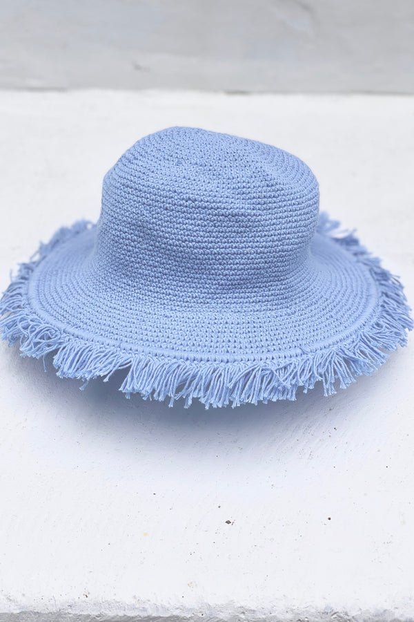 Madagascar Cotton Crochet Sun Hat - Ocean