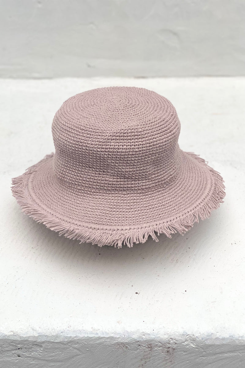 Madagascar Cotton Crochet Sun Hat - Dusty Rose