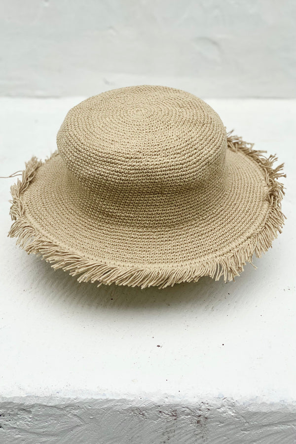 Madagascar Cotton Crochet Sun Hat - Sand