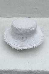 Madagascar Cotton Crochet Sun Hat - White
