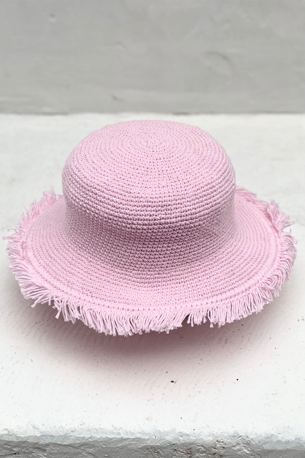 Madagascar Cotton Crochet Sun Hat - Peony Pink