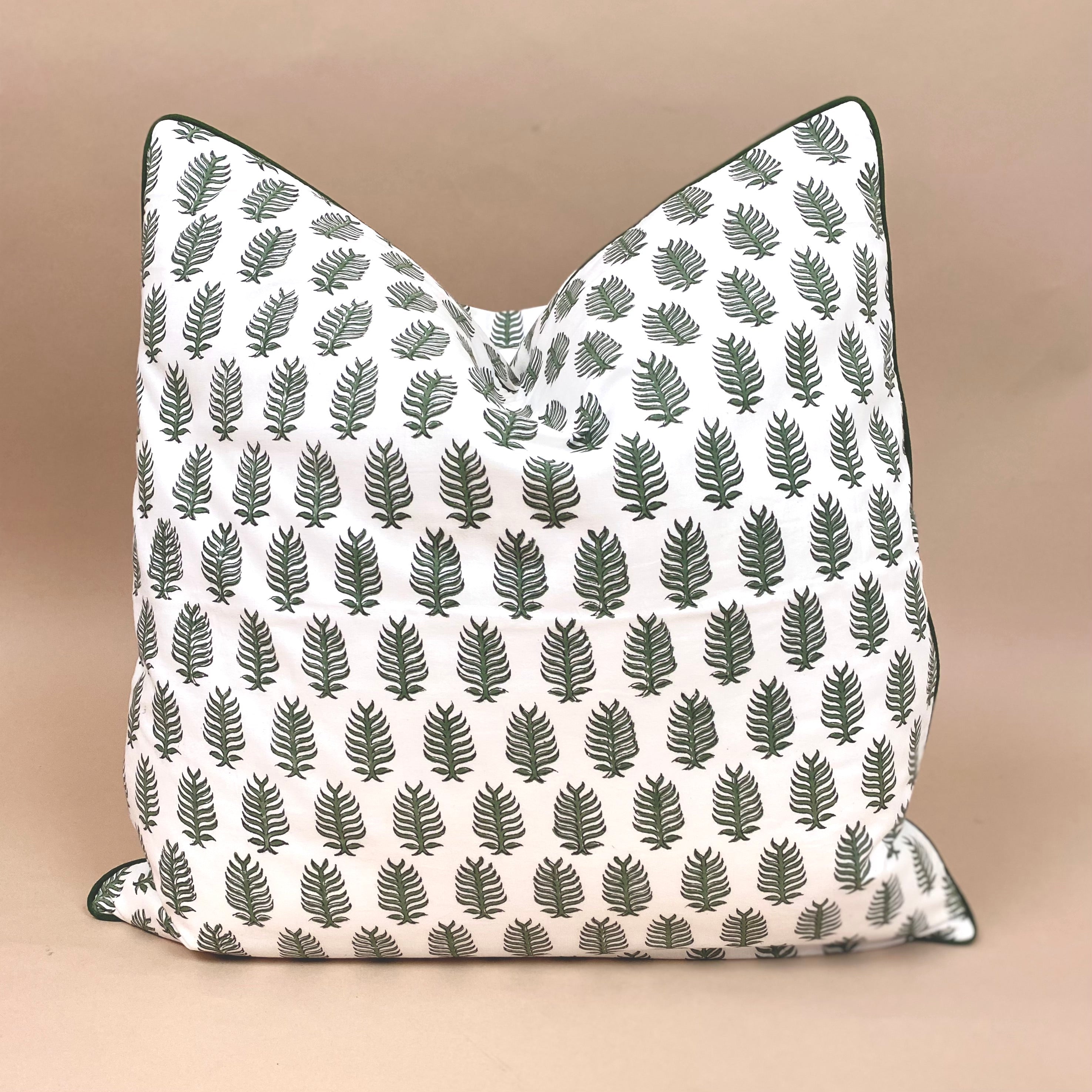 Marseille Artisan Block Print Cushion | 50 x 50 cm | Olive - MY ISLAND COLLECTIVE