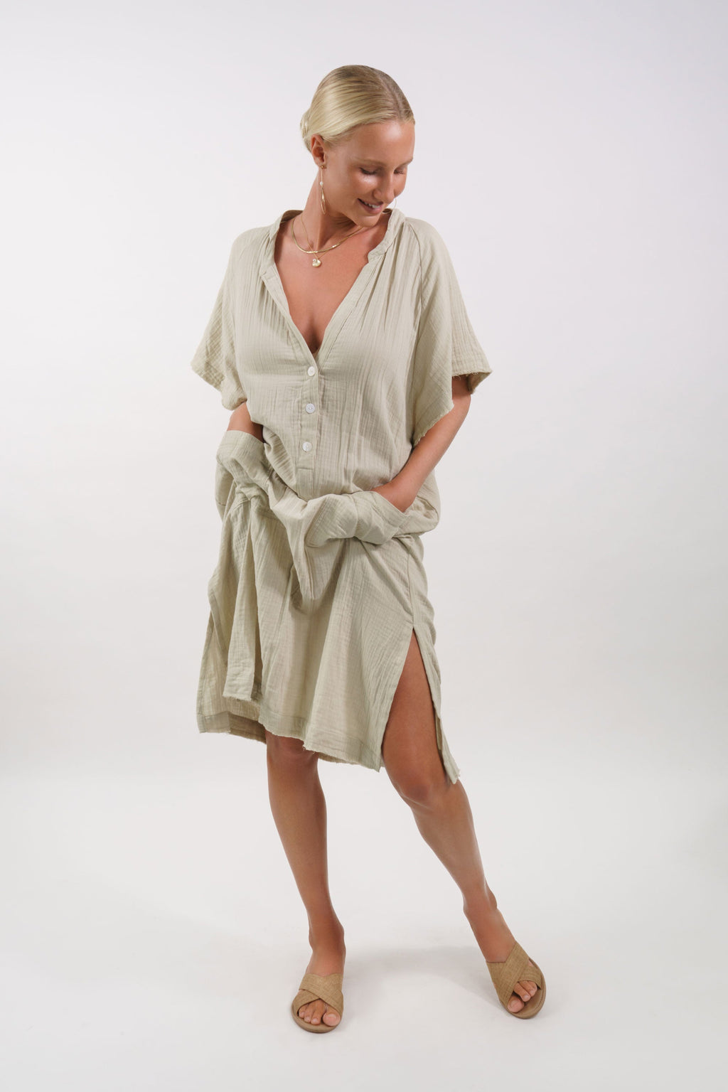 Milos Midi Kaftan Dress - MY ISLAND COLLECTIVE