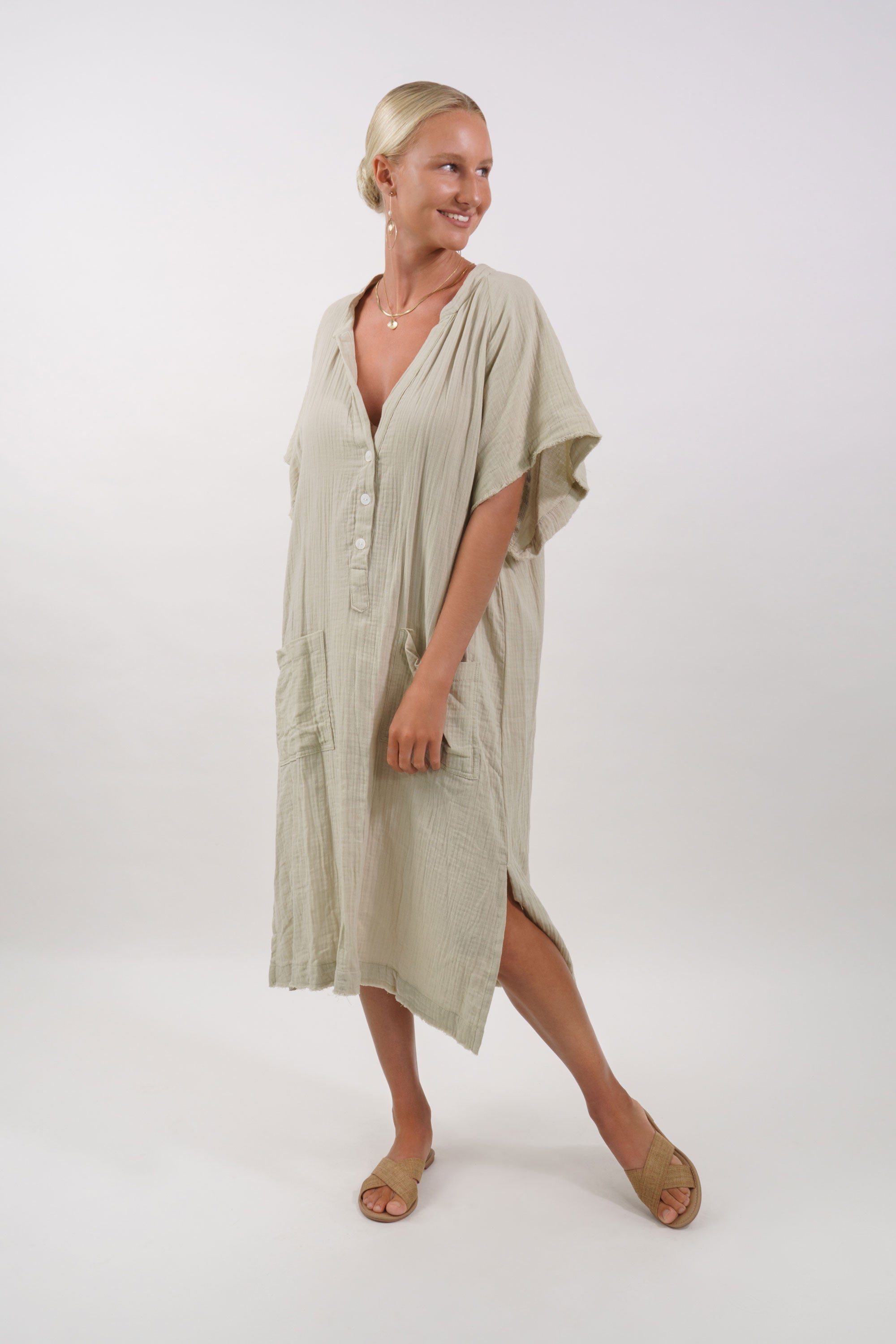 Milos Midi Kaftan Dress - MY ISLAND COLLECTIVE