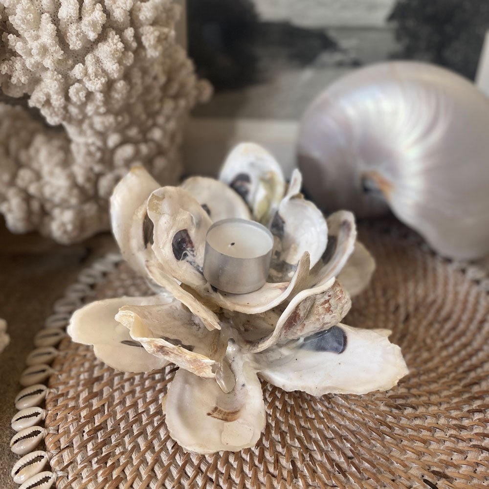 Oyster Shell Tea Light Candle Holder - MY ISLAND COLLECTIVE