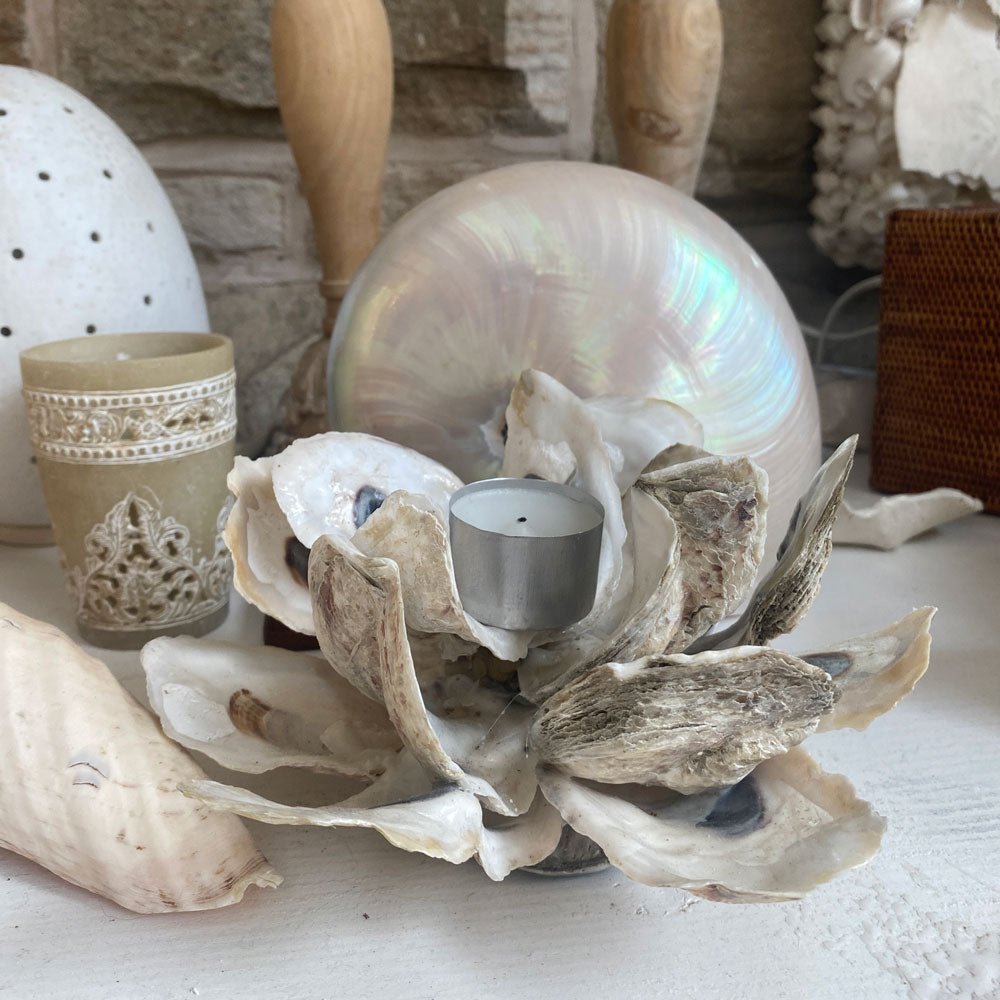 Oyster Shell Tea Light Candle Holder - MY ISLAND COLLECTIVE
