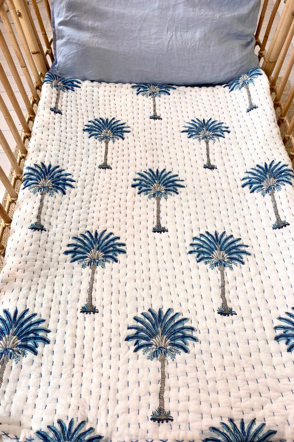 Paradisio Kantha Blanket + Floor Mat | Blue