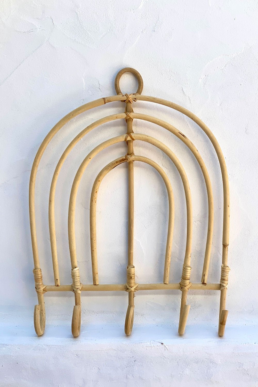 Rainbow Rattan Hanger 5 Hooks - MY ISLAND COLLECTIVE