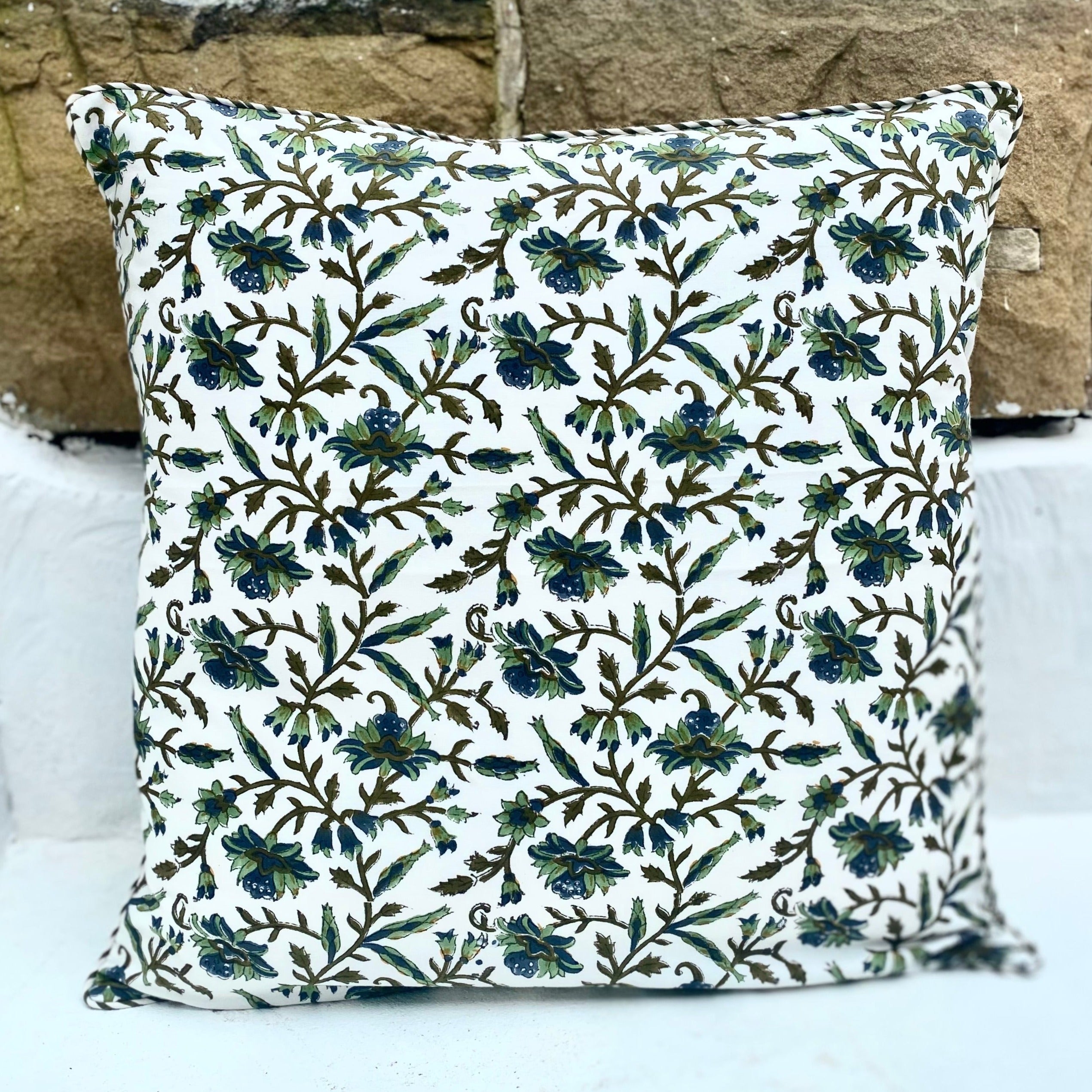 San Marino Artisan Block Print Cushion 50 x 50 cm - MY ISLAND COLLECTIVE