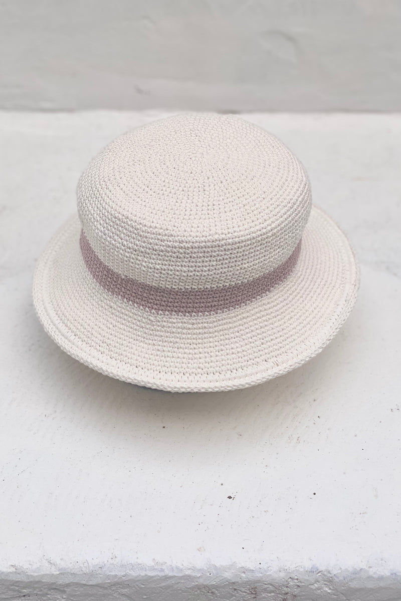 Sardinia Cotton Crochet Sun Hat - White / Porcini