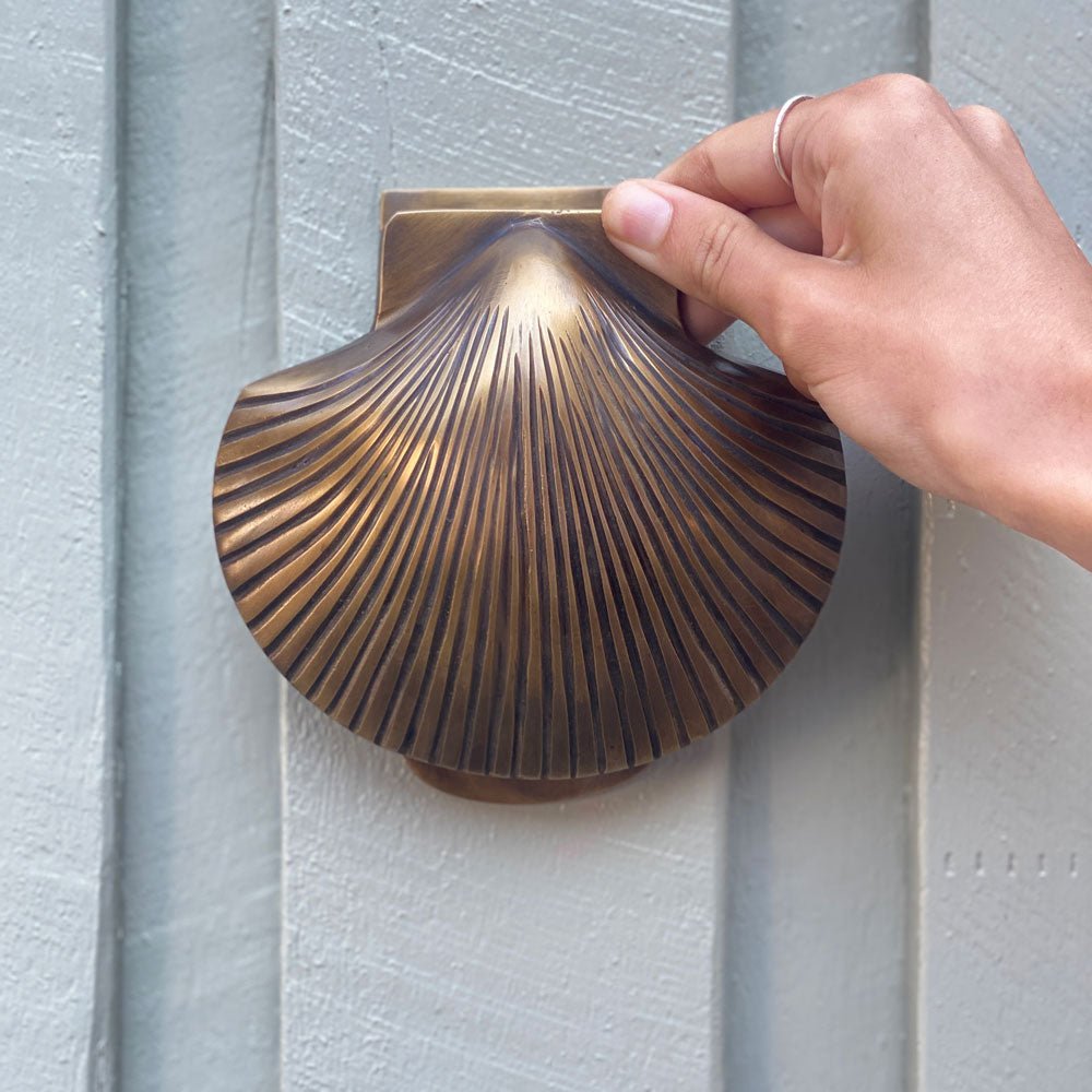Scallop Shell Brass Door Knocker | Antique Brass - MY ISLAND COLLECTIVE