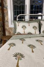The Islander Palm Kantha Quilt | Green