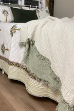 The Islander Palm Kantha Quilt | Green
