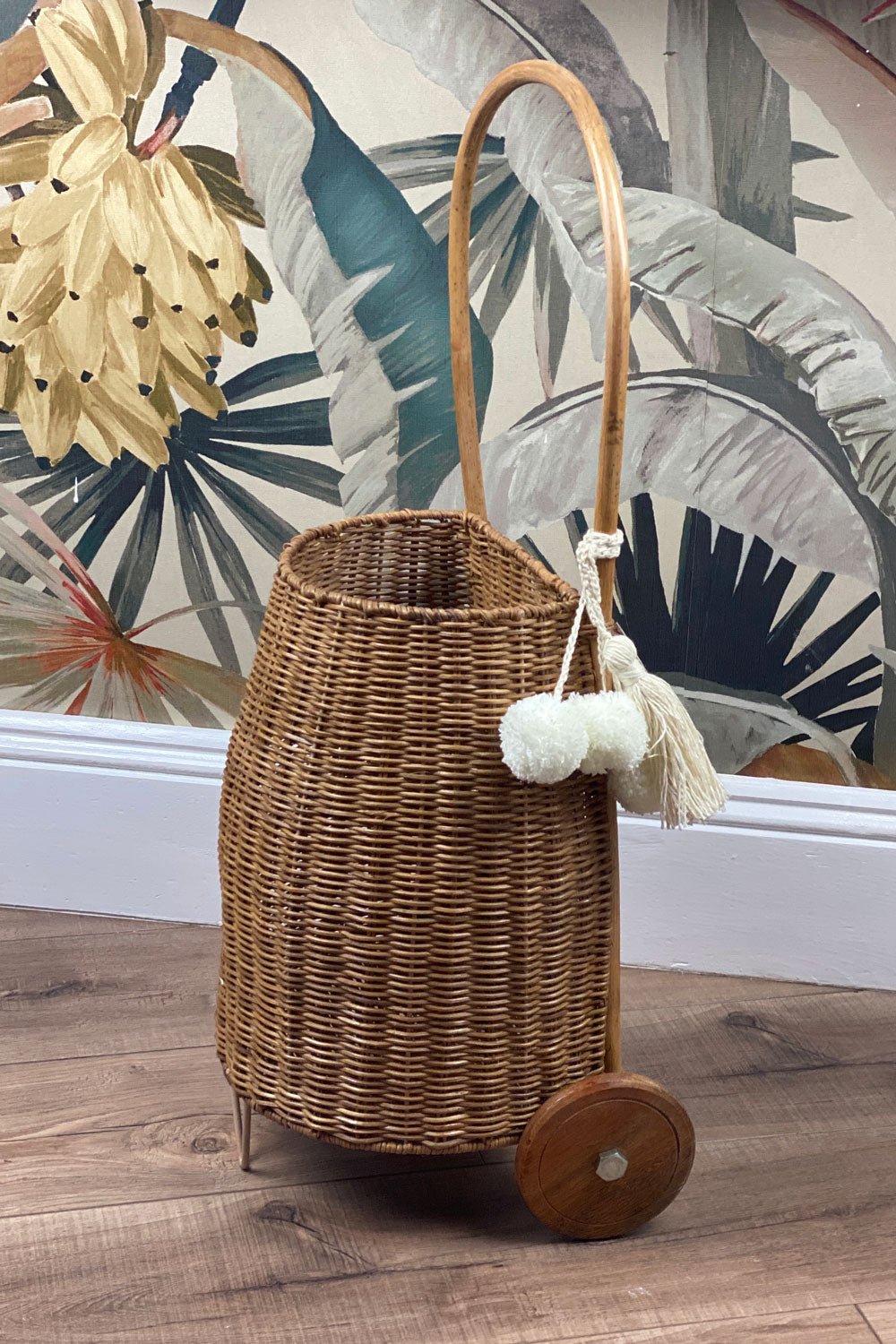 Wheeled Rattan Kids Basket Medium | Natural - MY ISLAND COLLECTIVE