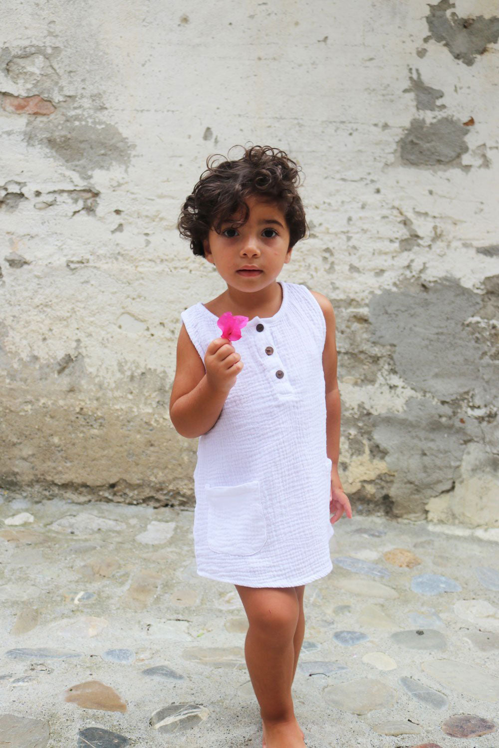 Martine Pinafore Dress - White