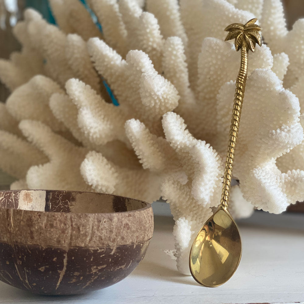 Large Gold Brass Palm Tree | Large Dessert Spoon