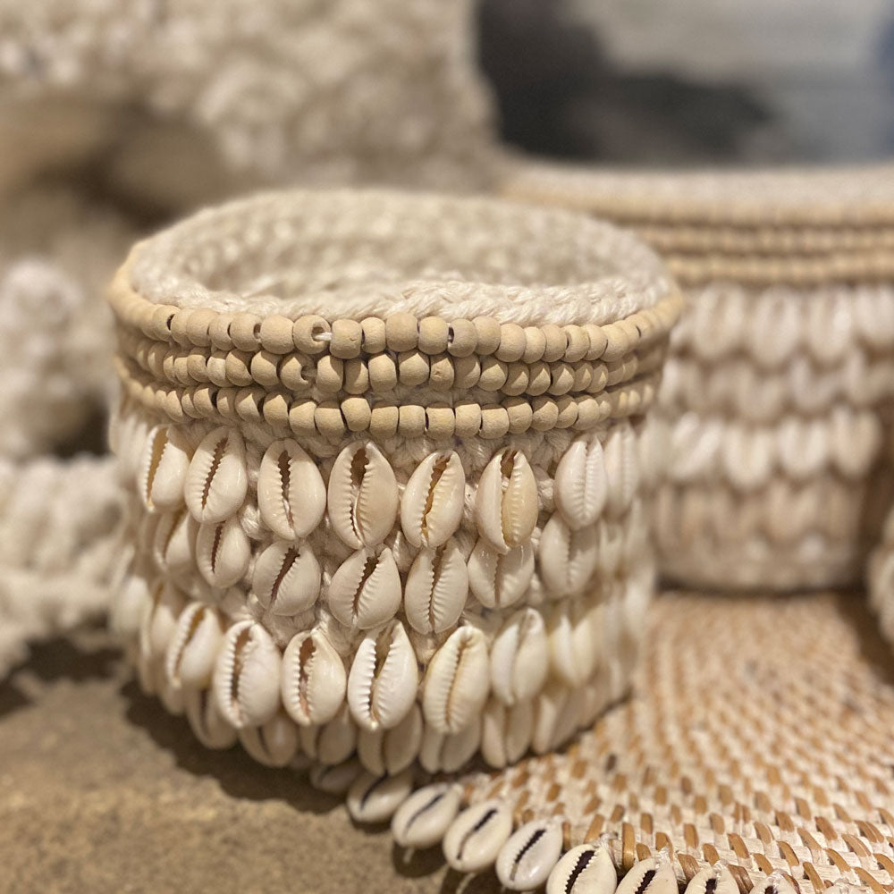 Macrame + Cowrie Shell Baskets