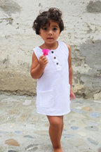 Martine Pinafore Dress - White