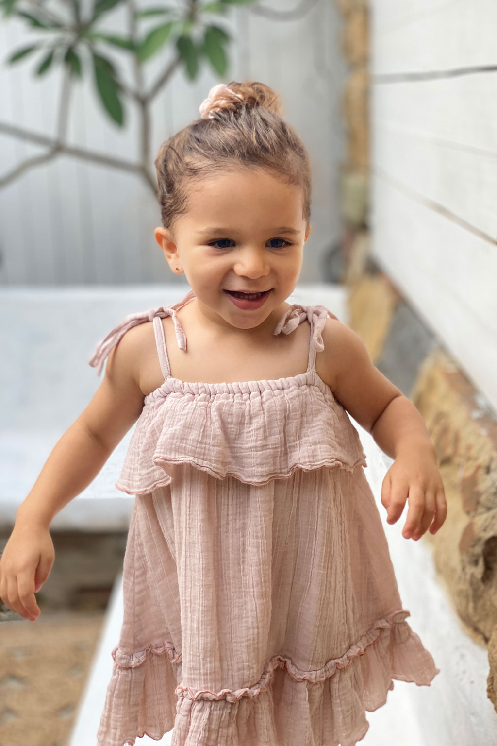 Milenia Ruffle Dress - Dusty Pink