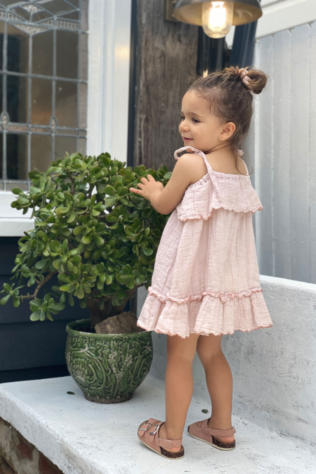 Milenia Ruffle Dress - Dusty Pink