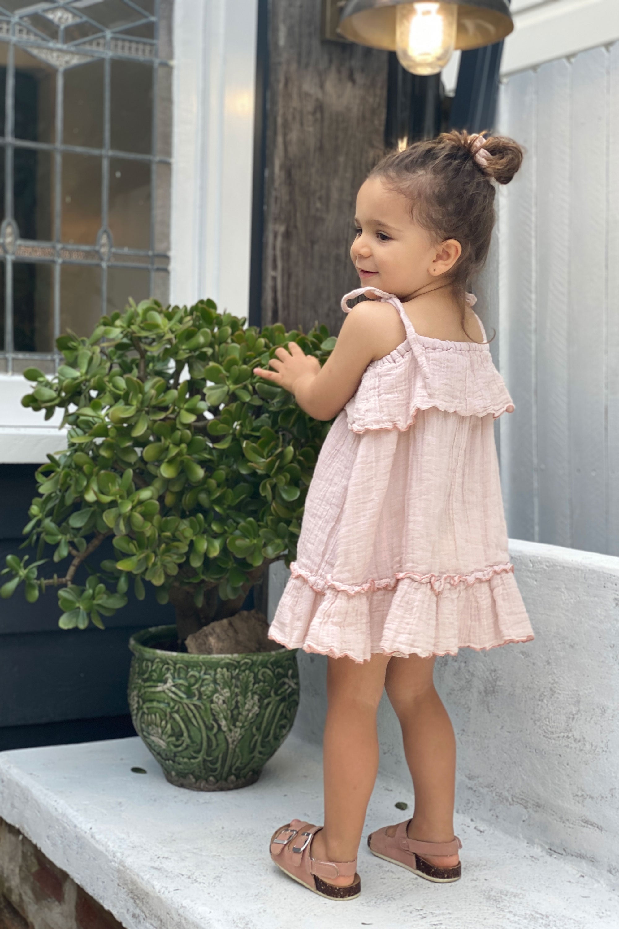 Milenia Ruffle Dress - Dusty Pink