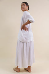 ava long maxi skirt - white